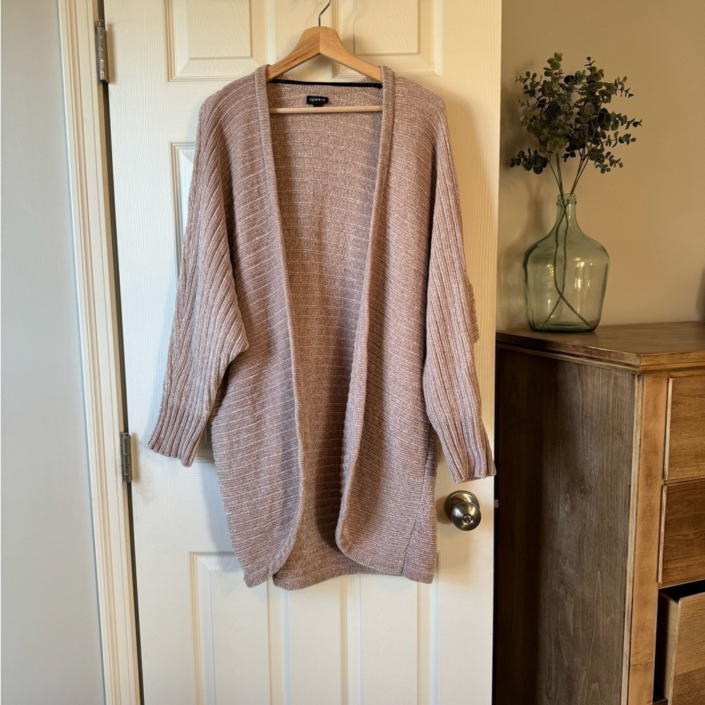 Torrid Chenille Cocoon Open Front Ribbed Sweater Size 1 - Picture 2 of 6